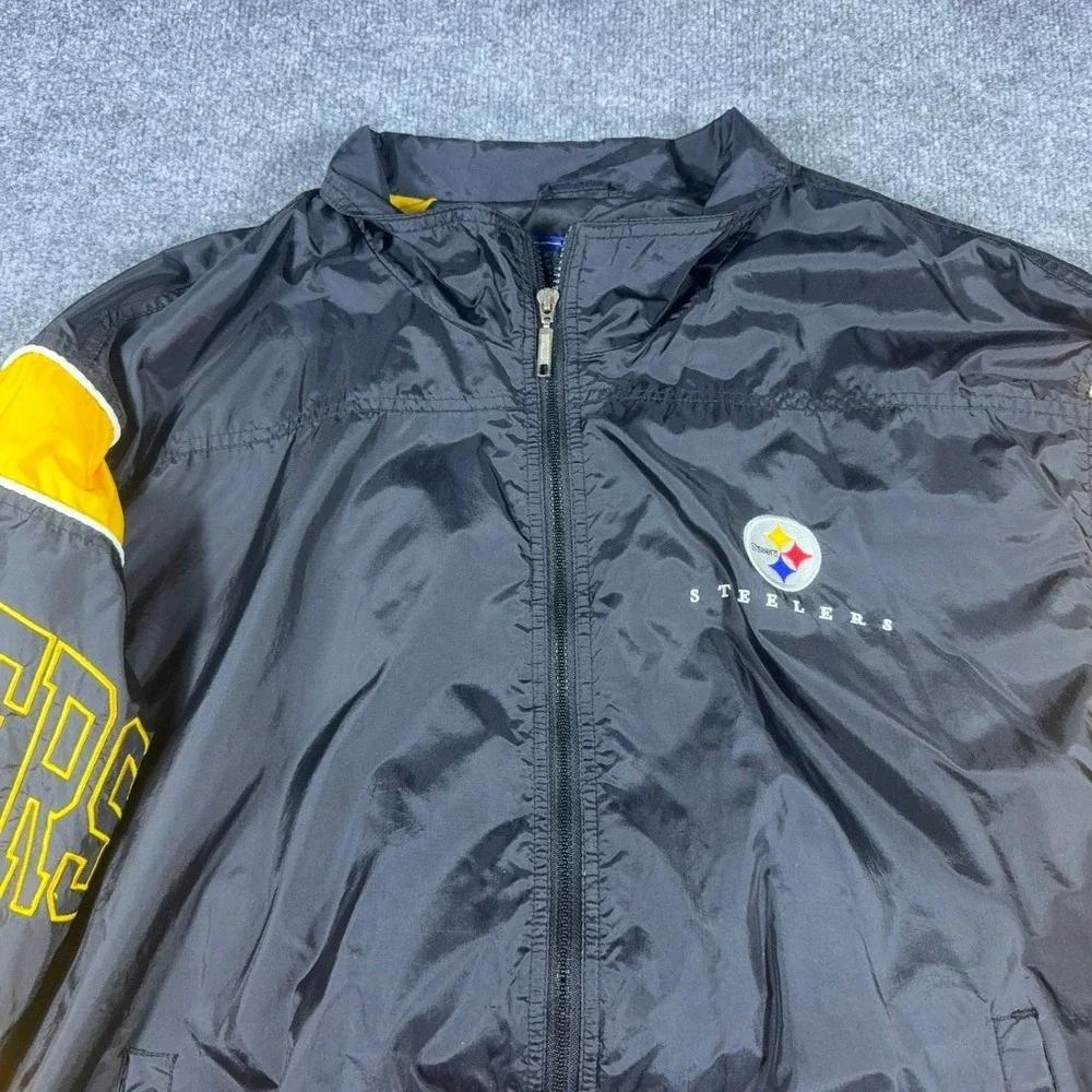 Vintage Starter NFL Pittsburgh Steelers Windbreaker Jacket Black Yellow Mens 2XL